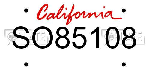 SO85108 California License Plate