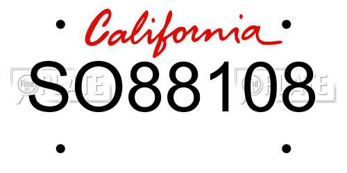 SO88108 California License Plate