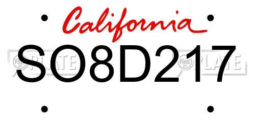 SO8D217 California License Plate