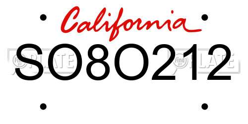 SO8O212 California License Plate