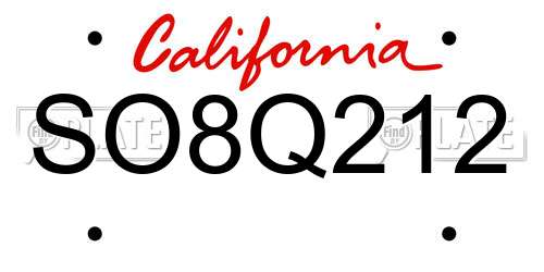 SO8Q212 California License Plate