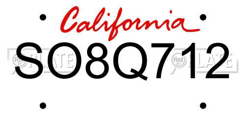 SO8Q712 California License Plate