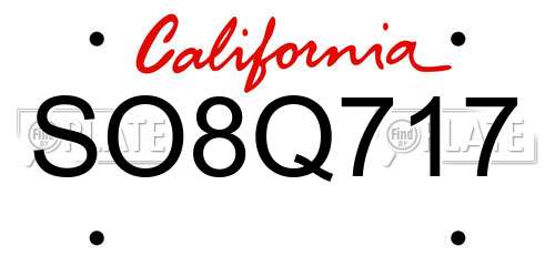 SO8Q717 California License Plate