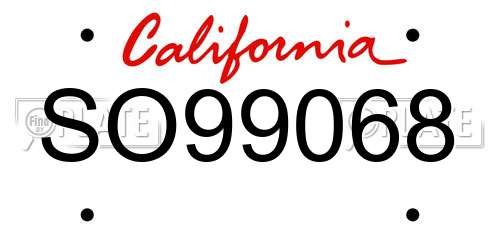 SO99068 California License Plate