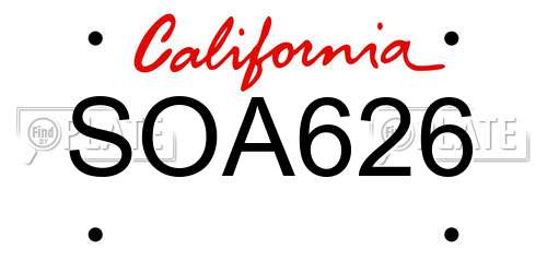 SOA626 California License Plate