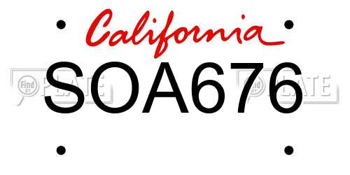 SOA676 California License Plate
