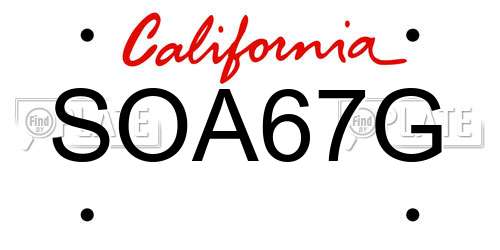 SOA67G California License Plate