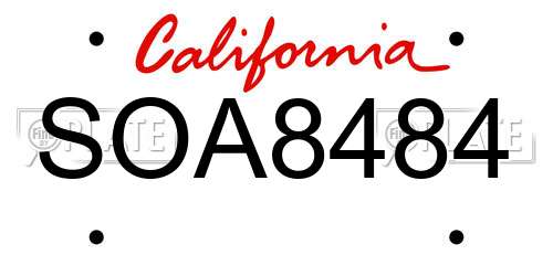 SOA8484 California License Plate