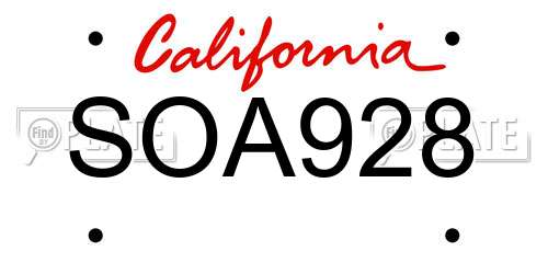 SOA928 California License Plate