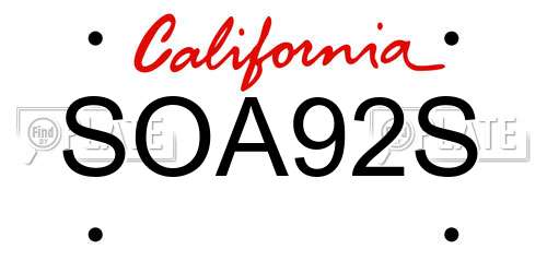 SOA92S California License Plate