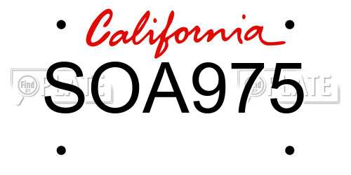 SOA975 California License Plate