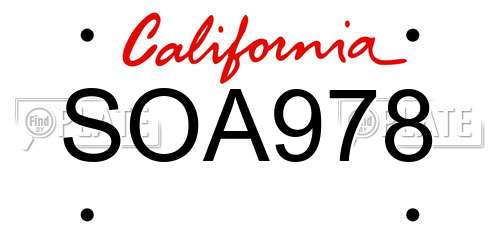 SOA978 California License Plate