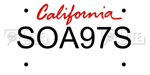 SOA97S California License Plate