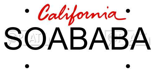 SOABABA California License Plate