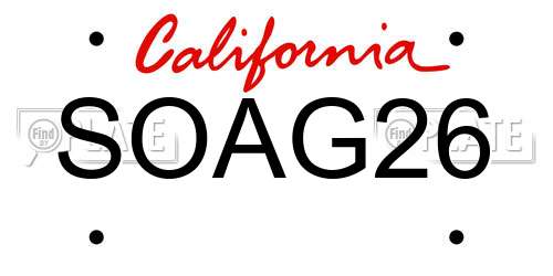 SOAG26 California License Plate