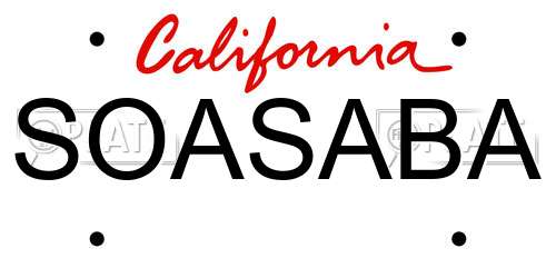 SOASABA California License Plate