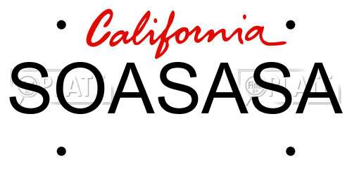 SOASASA California License Plate