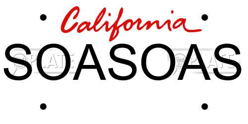SOASOAS California License Plate