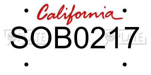 SOB0217 California License Plate