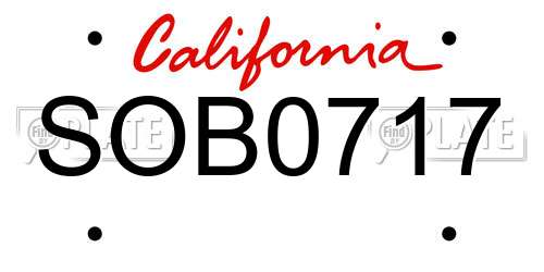 SOB0717 California License Plate