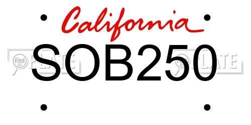 SOB250 California License Plate