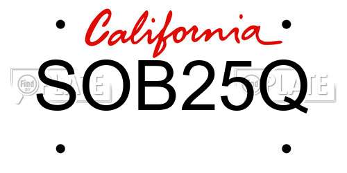 SOB25Q California License Plate