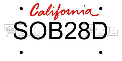 SOB28D California License Plate