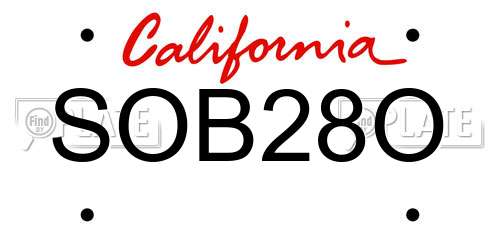 SOB28O California License Plate