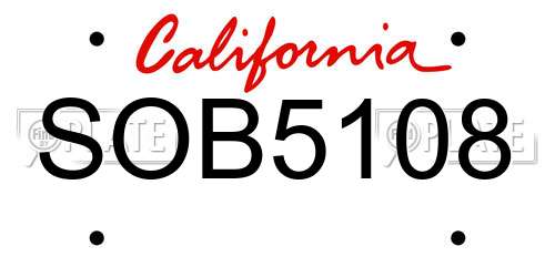 SOB5108 California License Plate