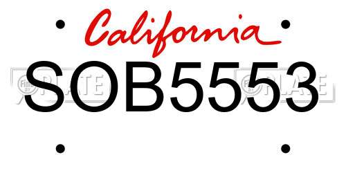 SOB5553 California License Plate