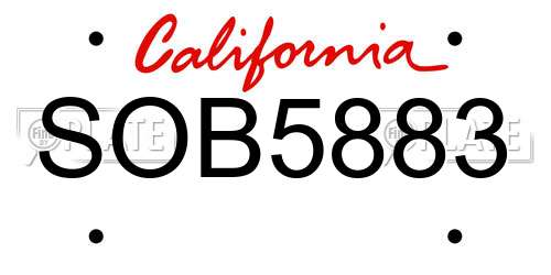 SOB5883 California License Plate
