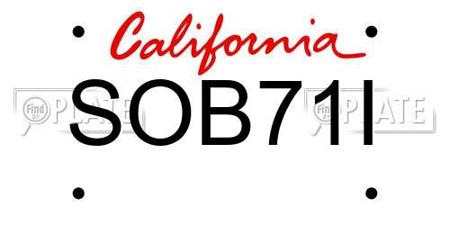 SOB71I California License Plate