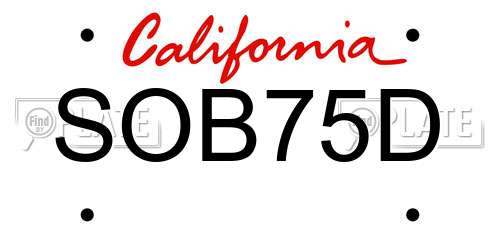 SOB75D California License Plate