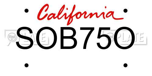 SOB75O California License Plate