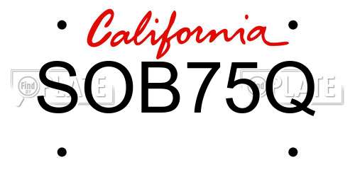 SOB75Q California License Plate
