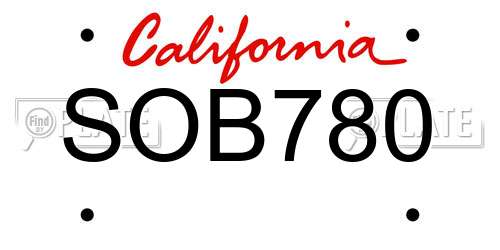 SOB780 California License Plate