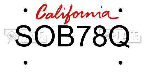 SOB78Q California License Plate
