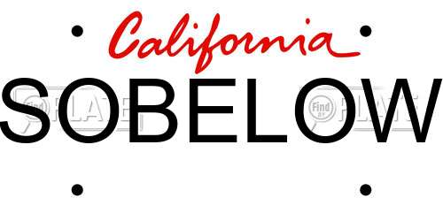 SOBELOW California License Plate
