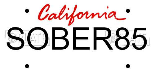 SOBER85 California License Plate