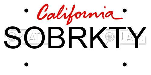 SOBRKTY California License Plate