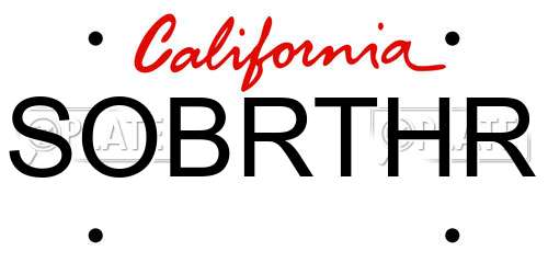 SOBRTHR California License Plate