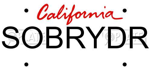 SOBRYDR California License Plate