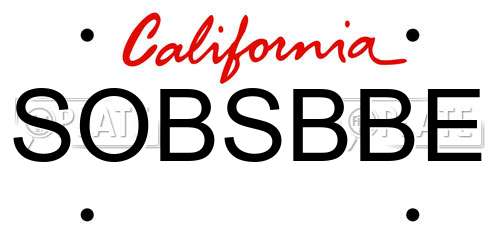 SOBSBBE California License Plate
