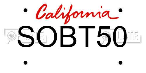 SOBT50 California License Plate