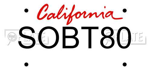 SOBT80 California License Plate