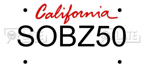 SOBZ50 California License Plate