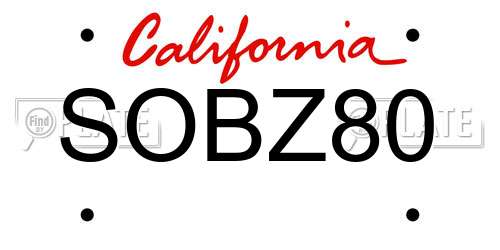 SOBZ80 California License Plate