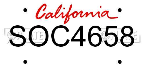 SOC4658 California License Plate