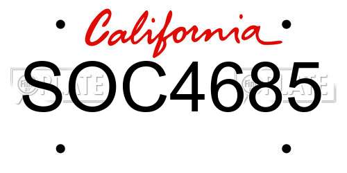 SOC4685 California License Plate