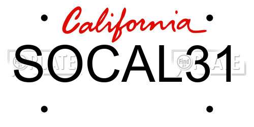 SOCAL31 California License Plate